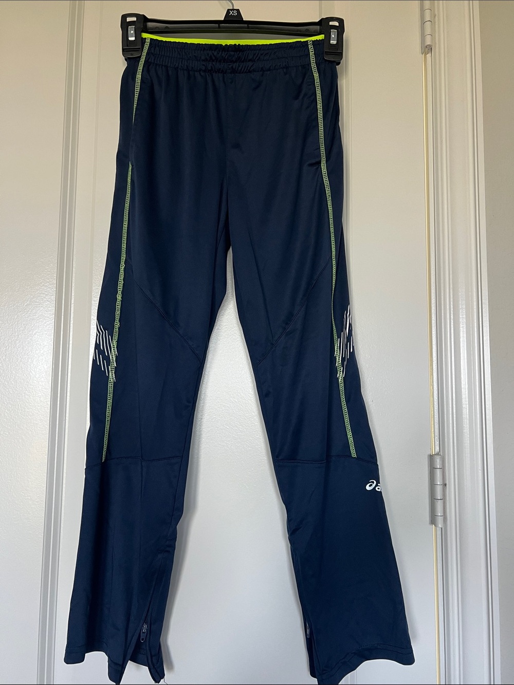Asics Navy Joggers with Lime Contrast Piping